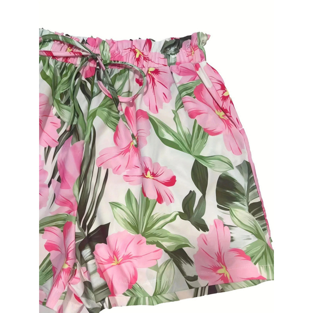 Casual Tropical Mid Waist Straight Pants Shorts