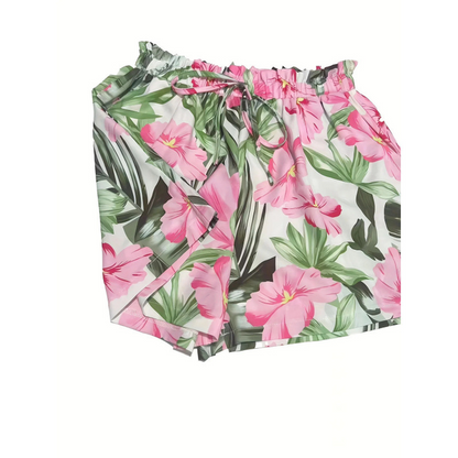 Casual Tropical Mid Waist Straight Pants Shorts