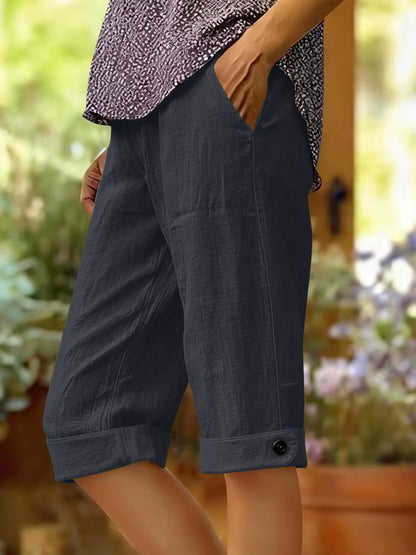 Casual Plain High Waist Straight Pants Shorts