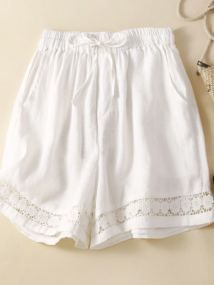 Casual Plain High Waist Wide Leg Pants Shorts