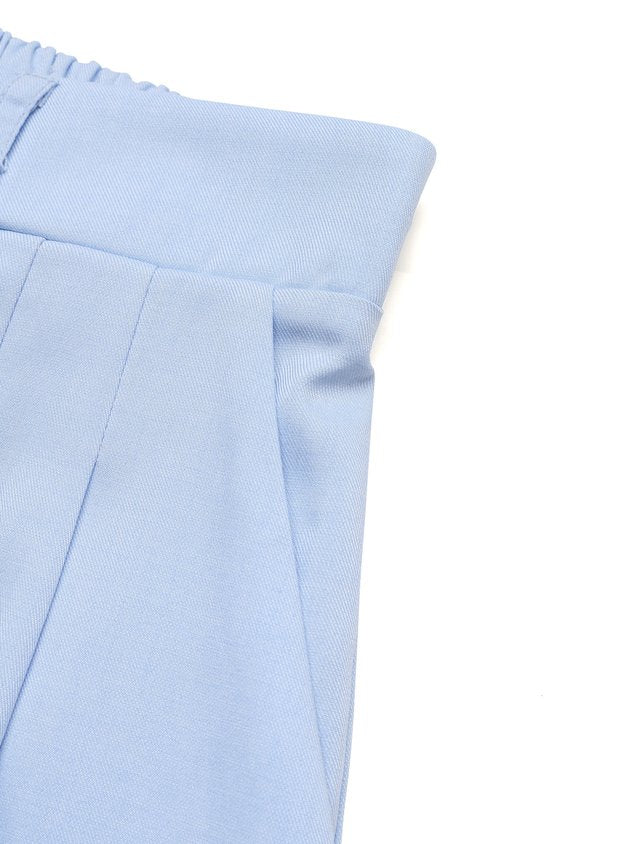 Casual Plain Natural Elastic Waist Split Joint Straight Pants Shorts