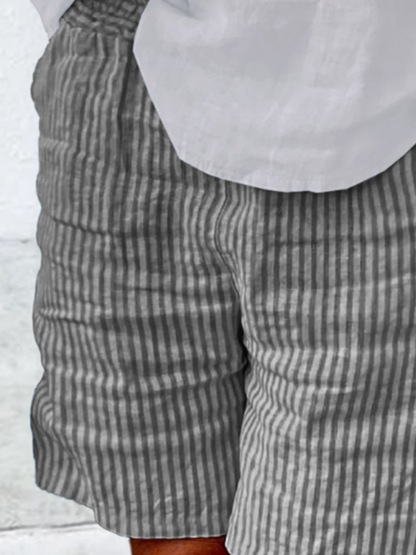 Casual Striped Natural Printing Straight Pants Shorts