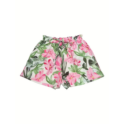 Casual Tropical Mid Waist Straight Pants Shorts