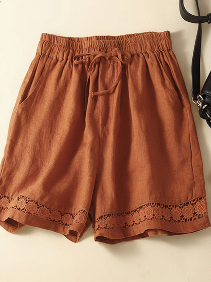 Casual Plain High Waist Wide Leg Pants Shorts
