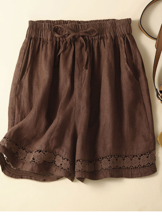 Casual Plain High Waist Wide Leg Pants Shorts
