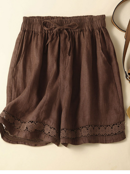 Casual Plain High Waist Wide Leg Pants Shorts