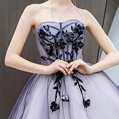 Purple Short Puffy Tulle Wedding Bridesmaid Dress
