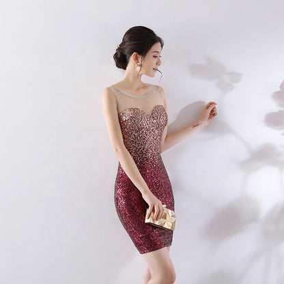 Deep V-Neck Off Shoulder Evening Dress
