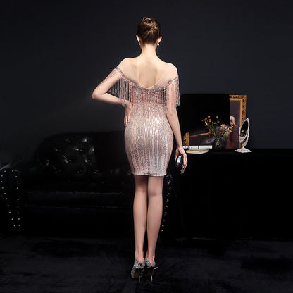 Back Drape Short Sleeve Black Homecoming Mini Dress