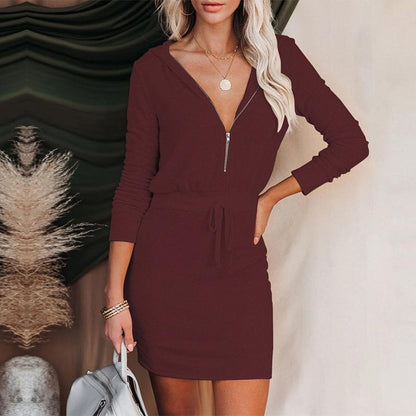 Womens Long Sleeve Cotton Slim Fit Midi Hoodie Dress Size S-XL