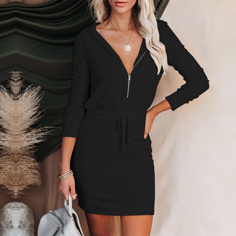 Womens Long Sleeve Cotton Slim Fit Midi Hoodie Dress Size S-XL