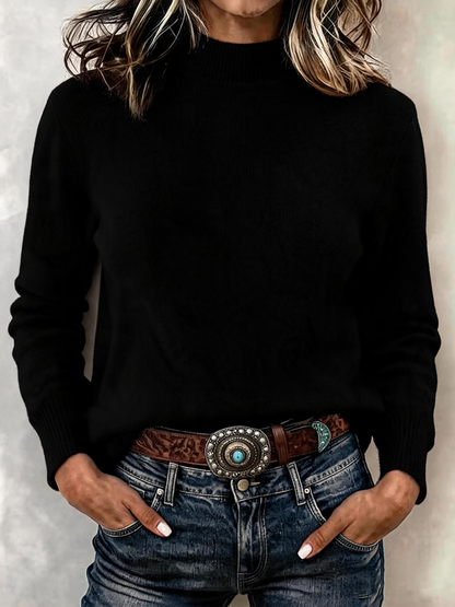 Women Plain Long Sleeve Comfy Casual Sweater