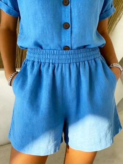 Vintage Plain Natural Straight Pants Shorts