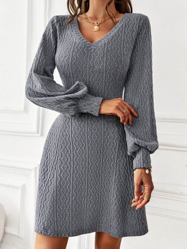 Womens Temperament V Neck Sweater Dress SIZE S-XL