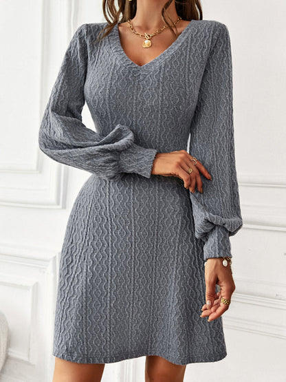 Womens Temperament V Neck Sweater Dress SIZE S-XL